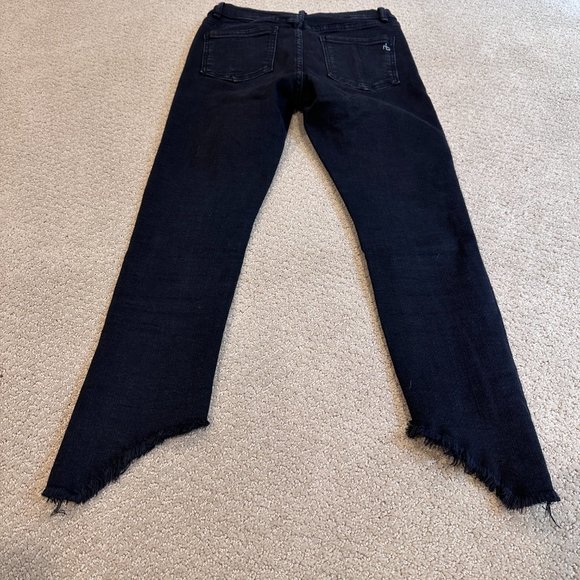 Rag & Bone Jeans Capri Mid Rise Skinny Destroyed Step Hem Black Hampton Size 27 - Picture 13 of 16